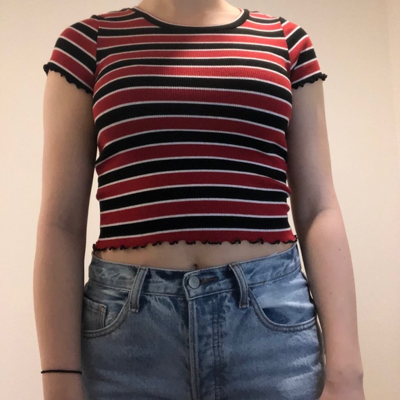 Garage Red Striped Crop Top - Picture 2 of 4